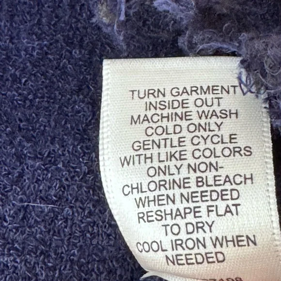 Joie Raw Edge Navy Blue Vneck Cardigan Sweater. Large. Button front. Pockets. - Picture 5 of 7